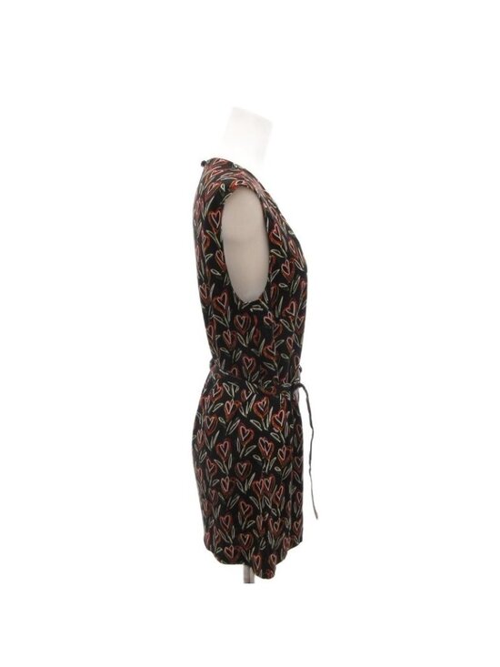 Prada Tunic Top All Over Pattern Silk Belt Sleeveless 40 Black main image 4